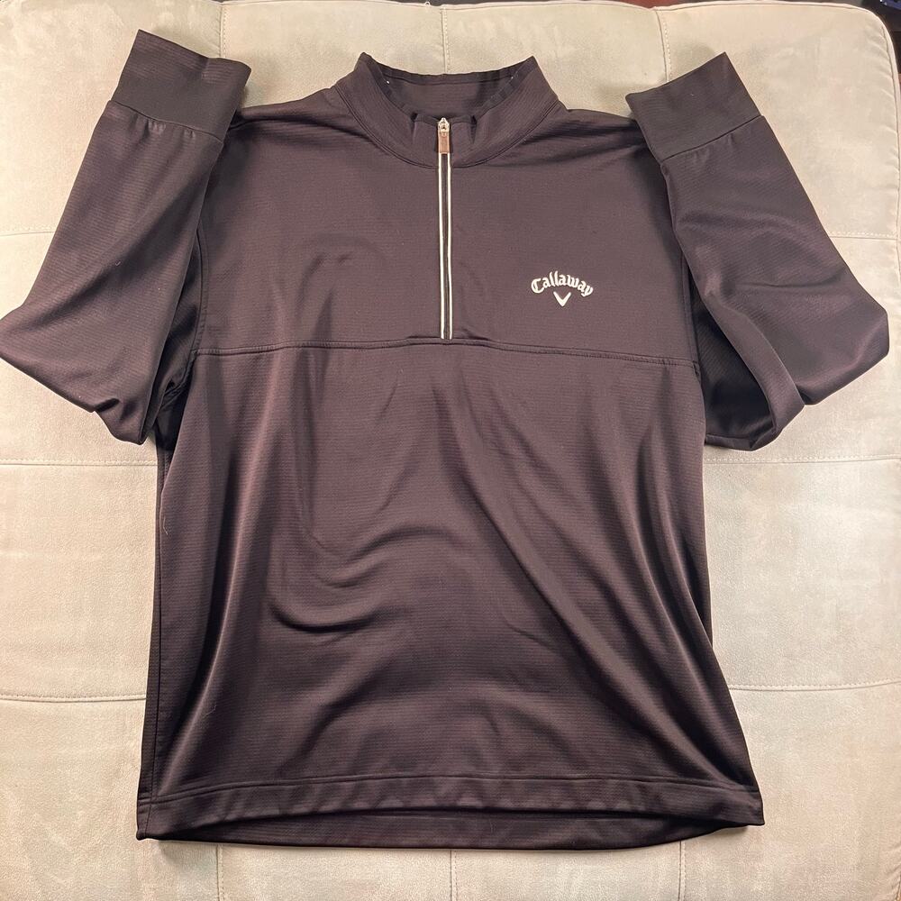 Callaway Mens Quarter Zip Pullover Golf Weather Series Jacket Black Size XXL
